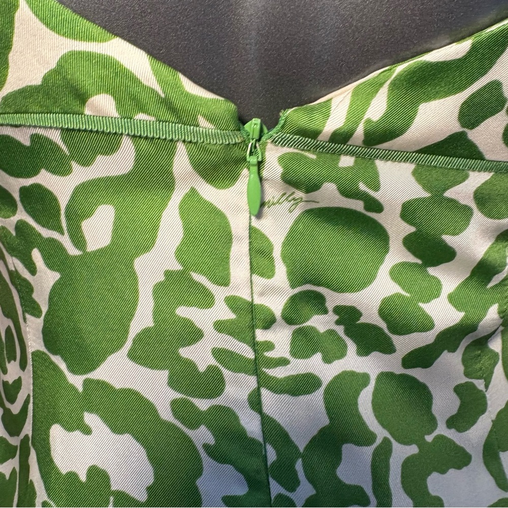 Milly Size 4 Lime Green Silk Empire Waist Mini Dress - Picture 7 of 12